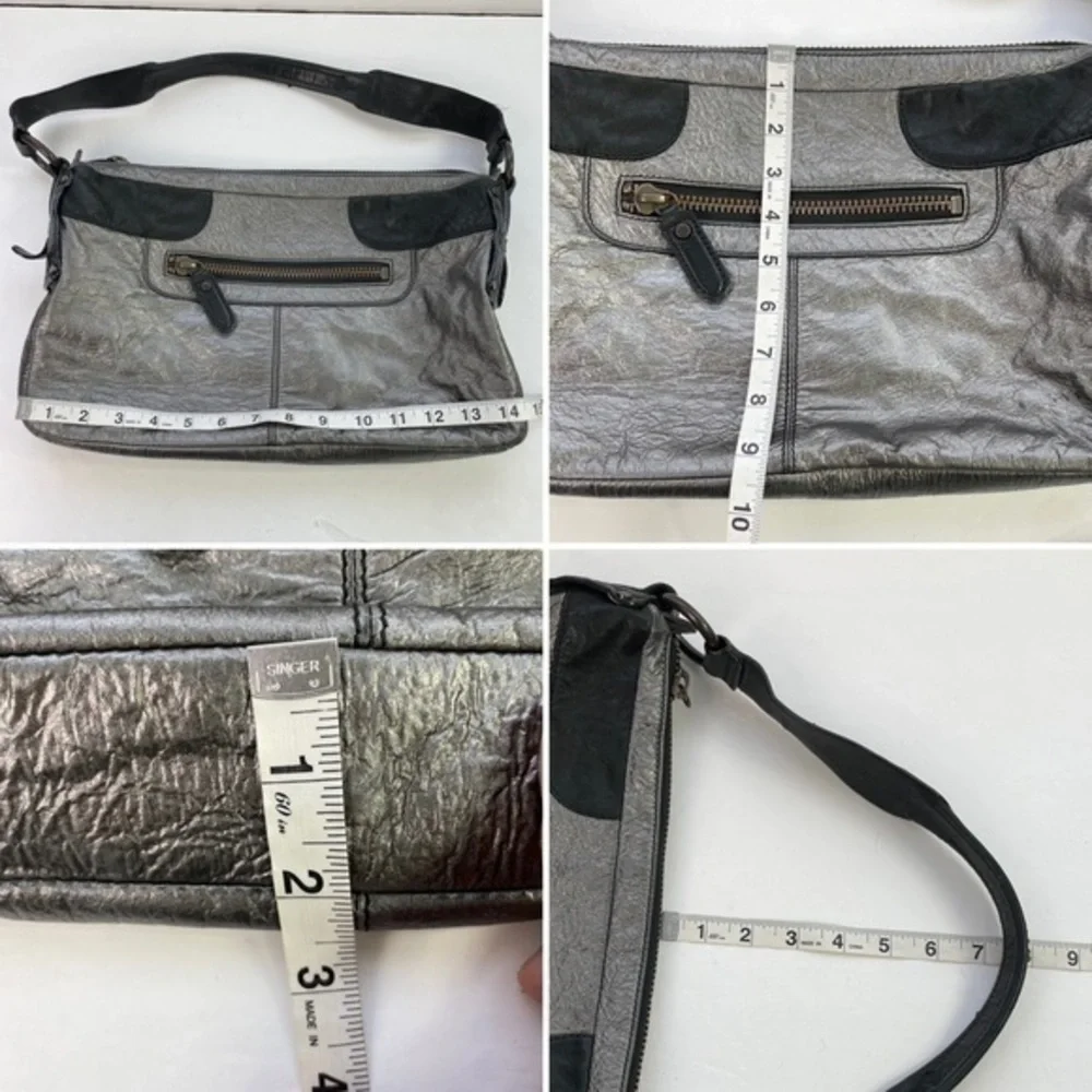 BCBG MAXAZRIA Metallic Silver Pewter Shoulder Bag‎